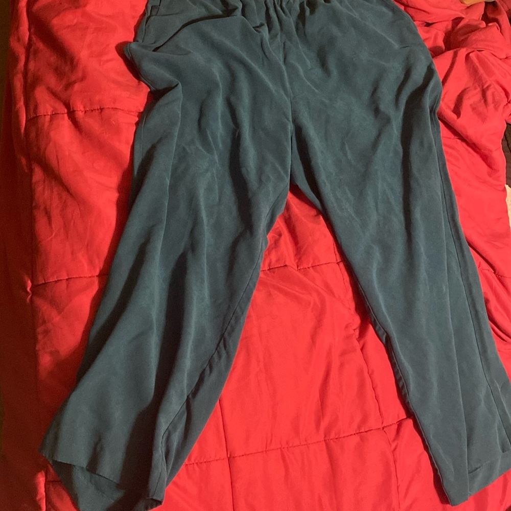 Teal Polyester Elastic Waistband Slacks
